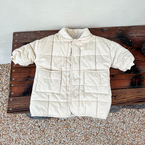 Children's long plus velvet padded winter cotton-padded jacket